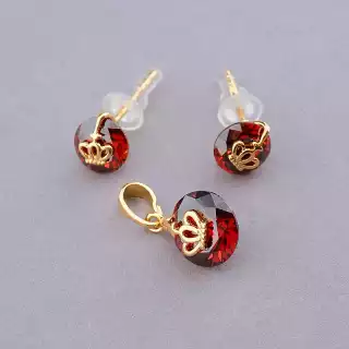 Сережки + Кулон XUPING Фіаніт (позолота 18к)