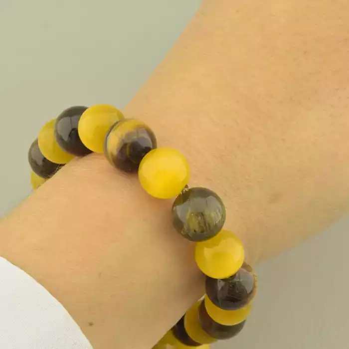 🏷️️ Браслет резинка Тигрове око, Котяче око 22 см. ss_99116