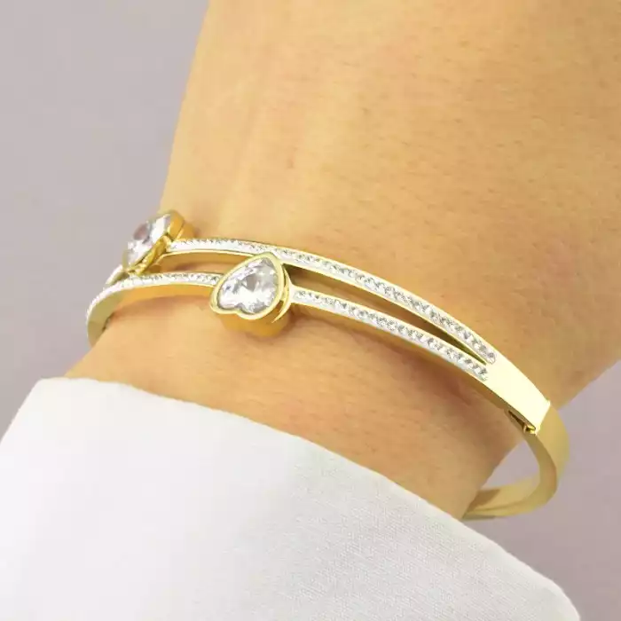 🏷️️ Браслет шарнірний Xuping Фіаніт 17 см. (позолота 18к лимонна) ss_92641