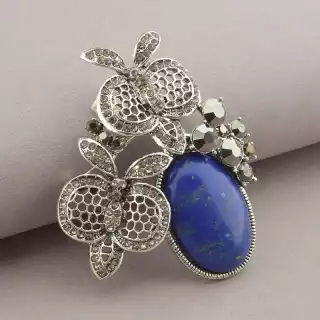 Брошка шпилька Лазурит 60х50 мм