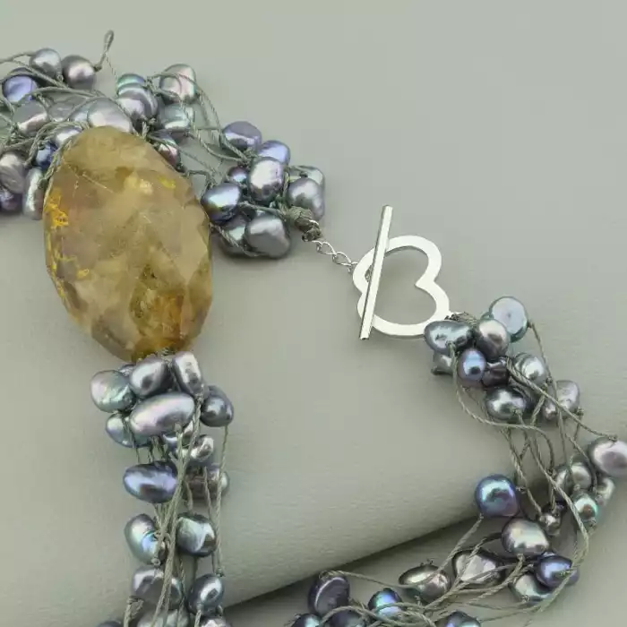 🏷️️ Намисто Перли, Халцедон 70 см ss_86116