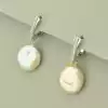 🏷️️ Сережки класичні з англійським замком Перли (родій) F-102101