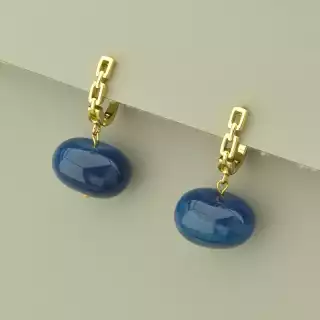 Сережки з підвіскою англійський замок Агат (позолота 18к лимонна)