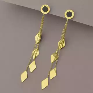 Сережки пусети довгі Xuping емаль (позолота 14k (лимонна))