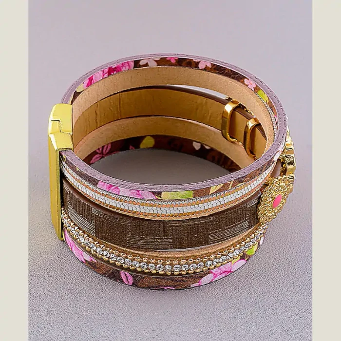 🏷️️ Браслет з магнітною застібкою Сrystal 19 см шкірозамінник ss_18487