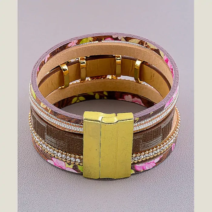 🏷️️ Браслет з магнітною застібкою Сrystal 19 см шкірозамінник ss_18487