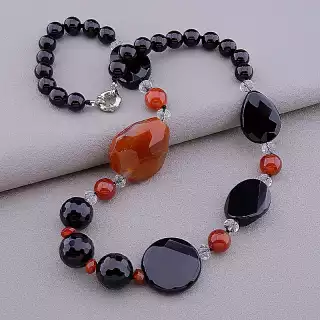 Намисто Агат, Сердолік, Чеський кришталь 60 см