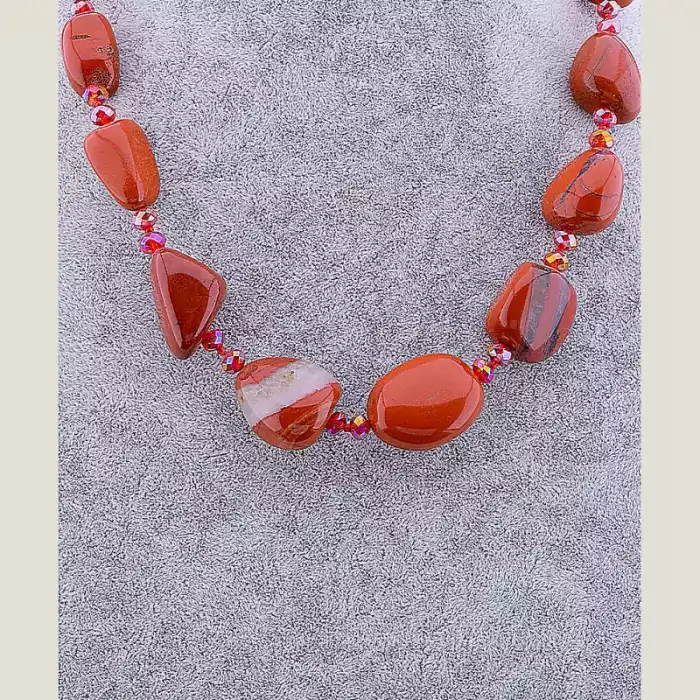 🏷️️ Намисто Яшма, Чеський кришталь 51 см ss_80849