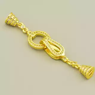 Застібка Фіаніт 50х11мм. (позолота 18к лимонна)