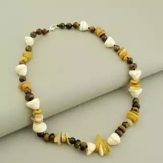 Намисто коротке Тигрове око, Перламутр, Мушля 42 см
