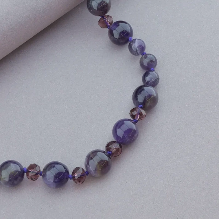 🏷️️ Намисто Аметист, Чеський кришталь 54 см. ss_91035