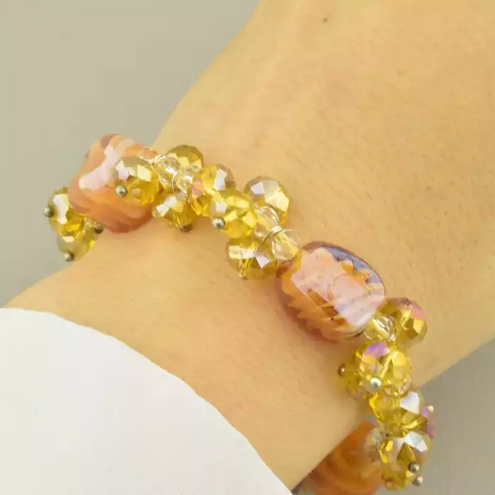 🏷️️ Браслет резинка Муранське скло, Чеський кришталь 19 см. ss_98317