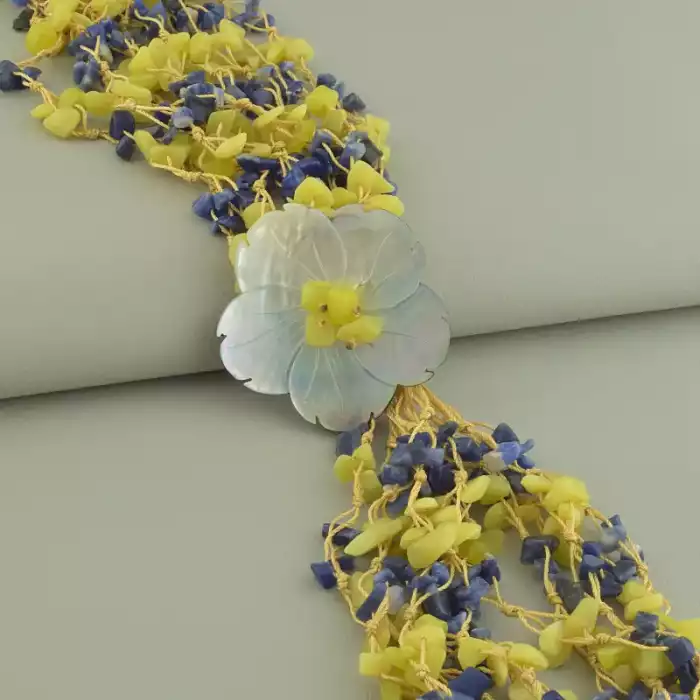 🏷️️ Намисто петля Жадеїт, Содаліт, Перламутр 55 см ss_106432