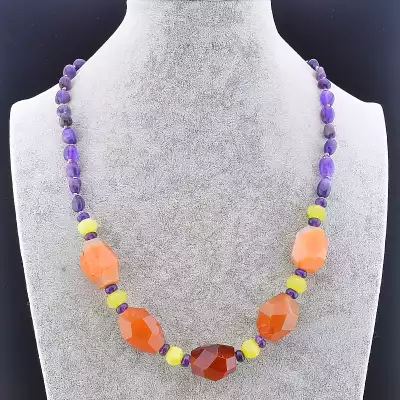 🏷️️ Намисто Аметист, Агат 50 см F-82175