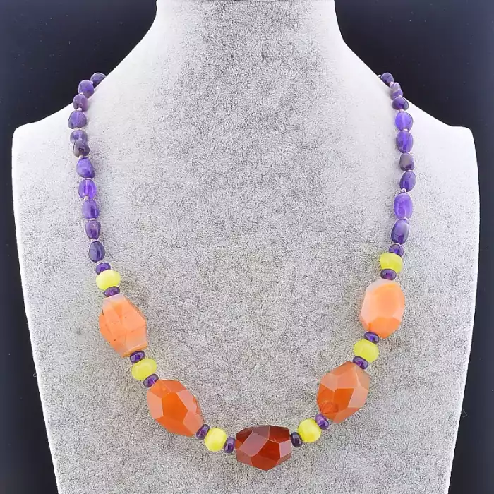 🏷️️ Намисто Аметист, Агат 50 см ss_82175