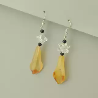 Сережки висюльки петля Сердолік, Гірський кришталь