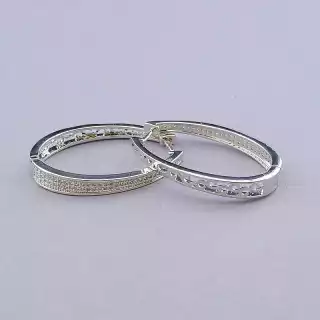 Сережки кільця Pataya Фіаніт (родій)