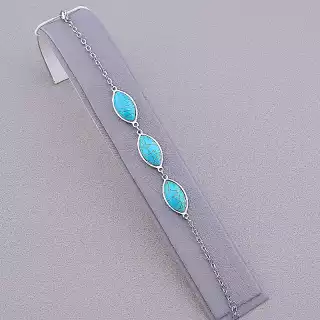 Браслет з карабіном Бірюза 19 см