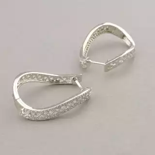 Сережки кільця Pataya Фіаніт (родій)