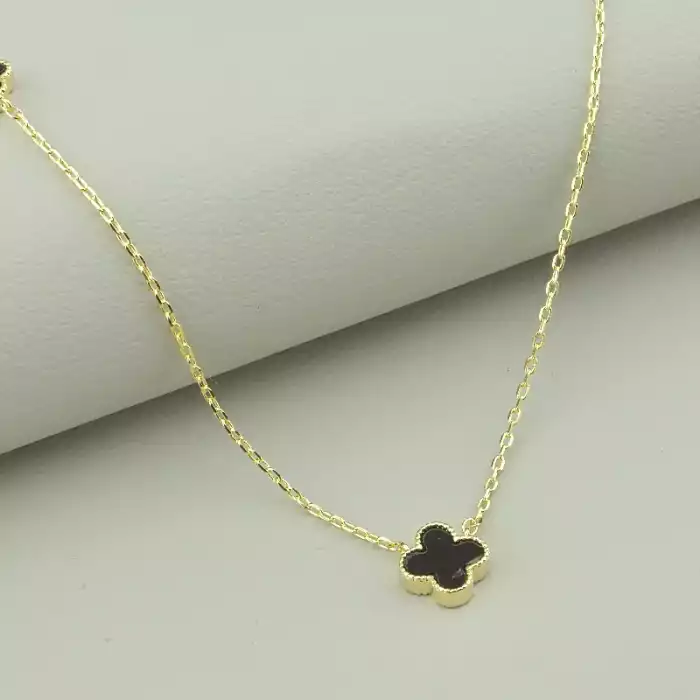 🏷️️ Підвіска чотирилисник конюшина Saiya Ван Кліф емаль 40 см (позолота 18к лимонна) ss_93475