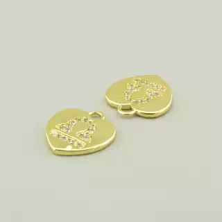 Кулон терези серце Фіаніт 14х13 (позолота 18к (лимонна))