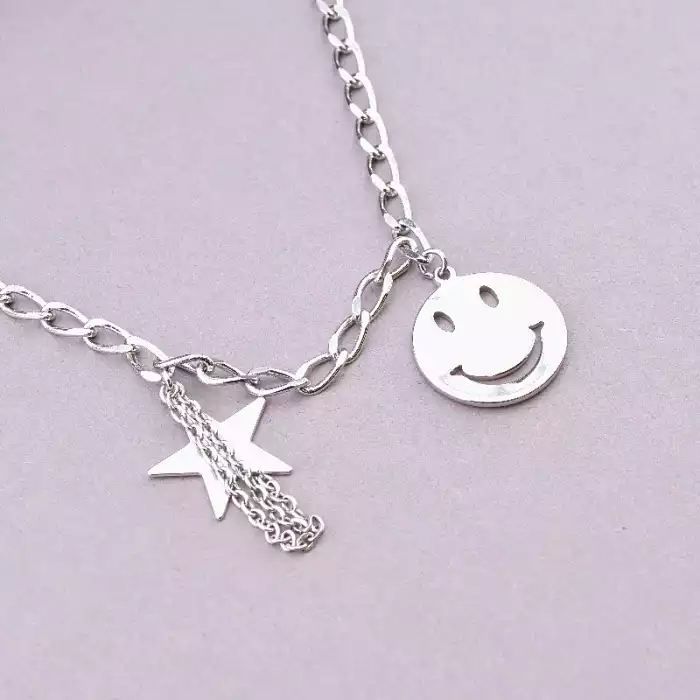 🏷️️ Підвіска зірка та смайлик Xuping 46 см (родій) ss_86674