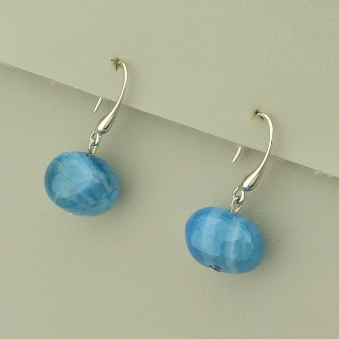 🏷️️ Сережки петля Агат (родій) ss_102202