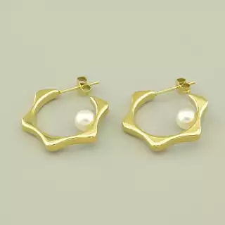 Сережки сучасні пусети Xuping Майорка (позолота 18к лимонна)