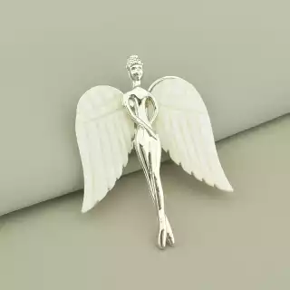 Брошка-кулон ангел Перламутр 60x45мм.