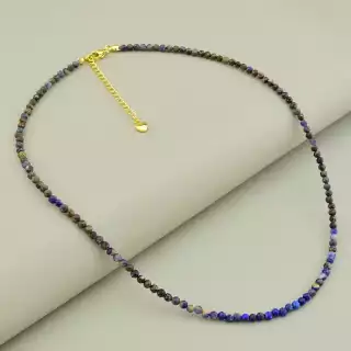 Підвіска з содаліту і лазуріту (45 см, синій гранований камінь)