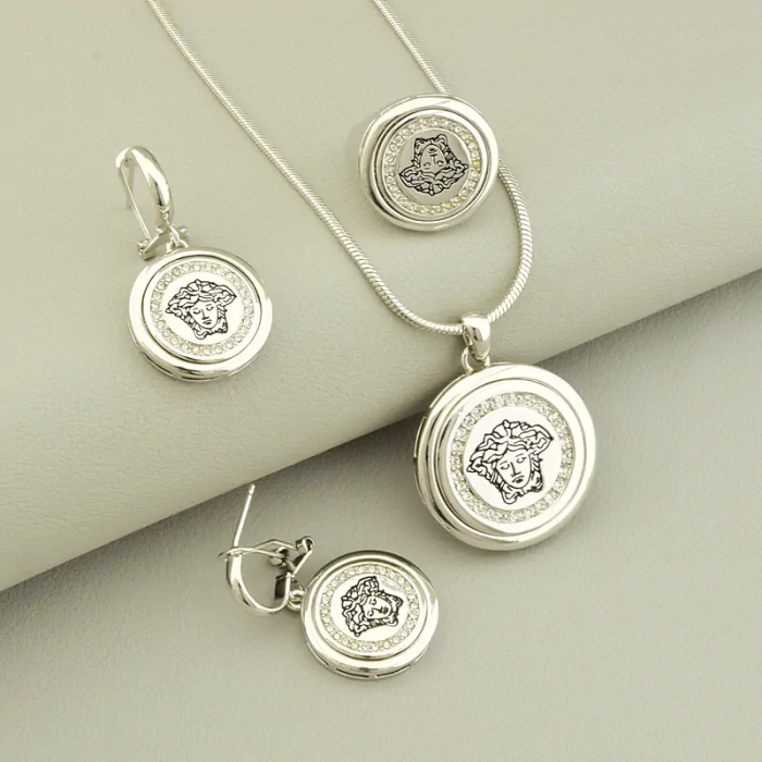 🏷️️ Підвіска і сережки Winniana Фіаніт (45 см, кришталевий, срібний, медичний сплав, родій) ss_105102