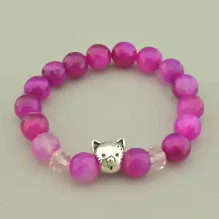 Браслет резинка Агат, Чеський кришталь 17 см.