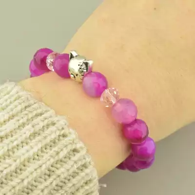 🏷️️ Браслет резинка Агат, Чеський кришталь 17 см. F-98818