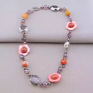 Намисто Агат, Чеський кришталь, Перламутр 57 см