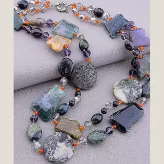 Намисто Яшма, Чеський кришталь 50 см