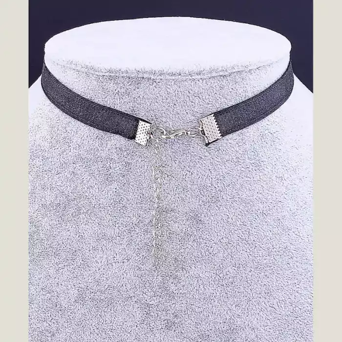 🏷️️ Чокер чорний з кулоном кавун FJ тканина 30 см (застібка карабін) ss_40489