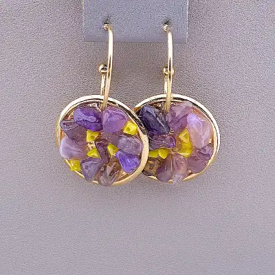 🏷️️ Сережки пусети Stainless Steel Аметист F-85874
