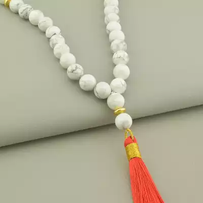 🏷️️ Чотки з натурального каменю Кахолонг F-101603