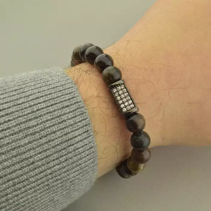 🏷️️ Браслет резинка Біотіт 20 см. Хром ss_101703