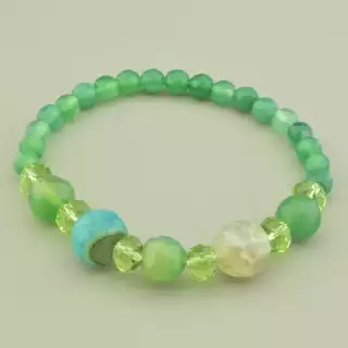 Браслет резинка Агат, Чеський кришталь 20 см.