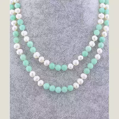 🏷️️ Намисто Амазонит, Перли 50 см F-78026