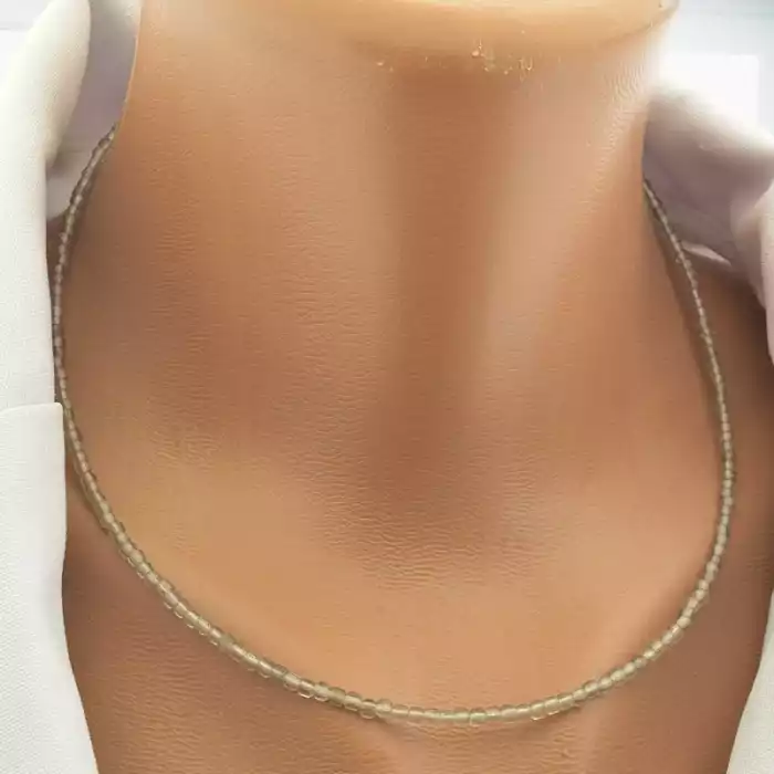 🏷️️ Намисто з раухтопазом (грань, 43 см, сірий, сріблястий, карабін) ss_104701