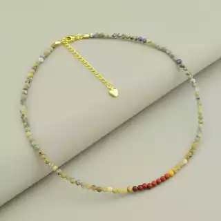 Підвіска з содаліту і яшми (37 см, синій і коричневий, грановані камені)