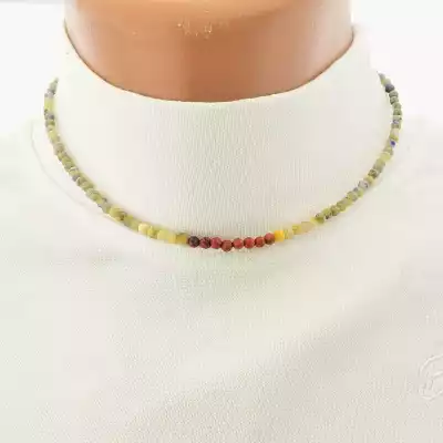 🏷️️ Підвіска з содаліту і яшми (37 см, синій і коричневий, грановані камені) F-104801