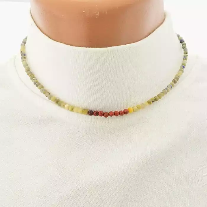 🏷️️ Підвіска з содаліту і яшми (37 см, синій і коричневий, грановані камені) ss_104801