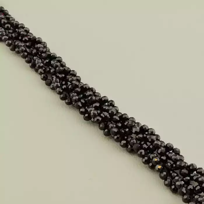 🏷️️ Браслет Шпінель Срібло 925 (21 см, карабін, грань, чорний) ss_104901