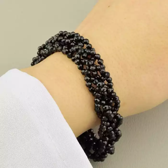 🏷️️ Браслет Шпінель Срібло 925 (21 см, карабін, грань, чорний) ss_104901