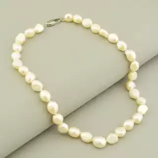 Намисто з перлин (40 см, молочний, срібний, сталь)
