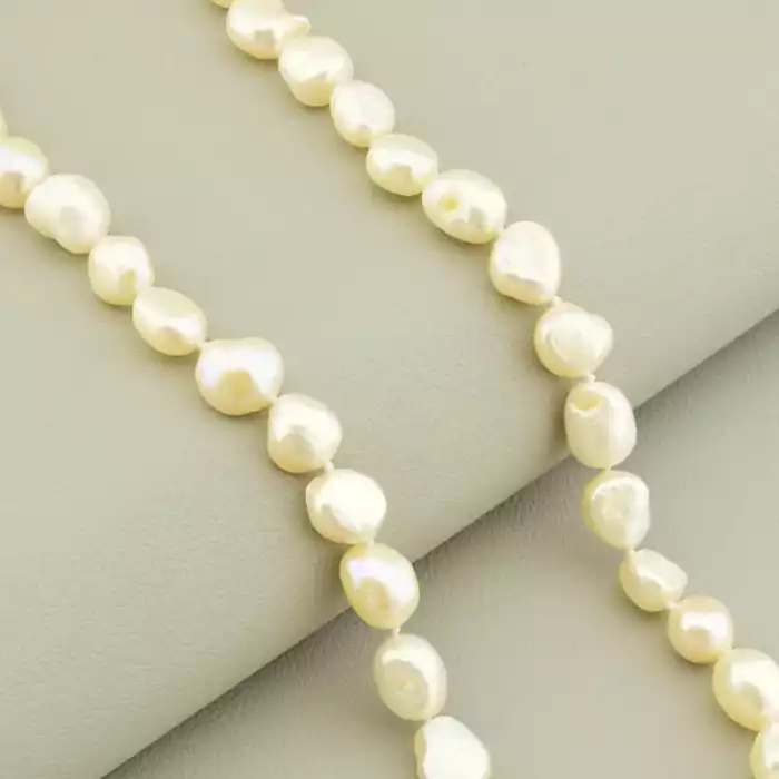 🏷️️ Намисто з перлин (40 см, молочний, срібний, сталь) ss_105103