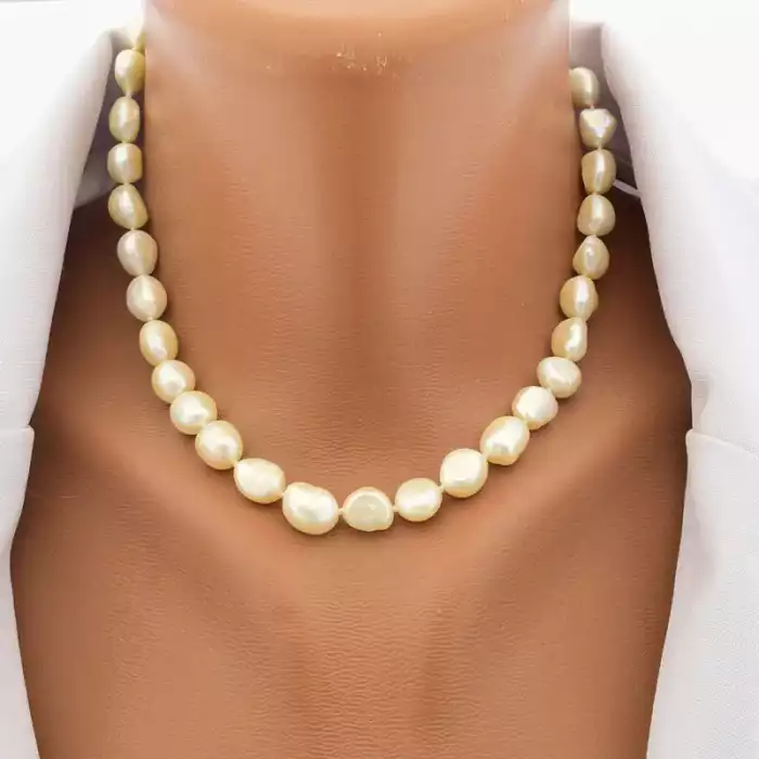 🏷️️ Намисто з перлин (40 см, молочний, срібний, сталь) ss_105103